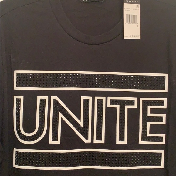Sean Jean men’s large black rhinestoned t-shirt - Picture 2 of 5